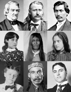 Collage of Cherokee portraits in the public domain by Robfergusonjr.