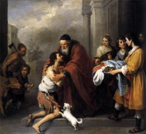 Return of the Prodigal Son. Painting by Bartolomé Estaban Murillo. Public domain.