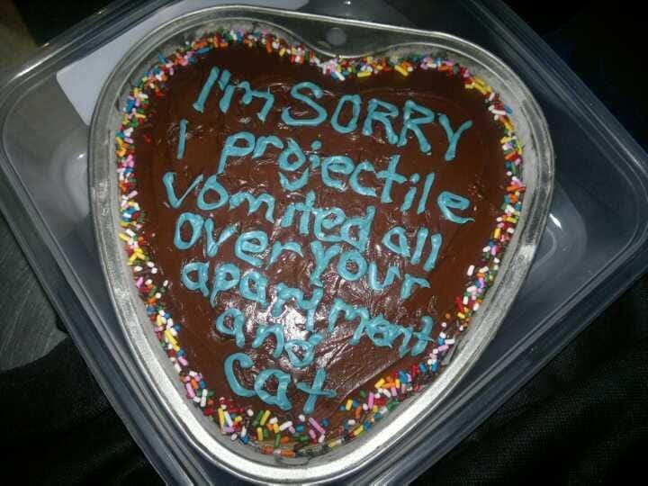 Tasty apology cakes
