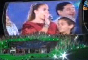 Screen grab: J-Lo singing 'Happy Birthday' in Avaza.