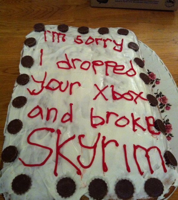 a very specific apology cake