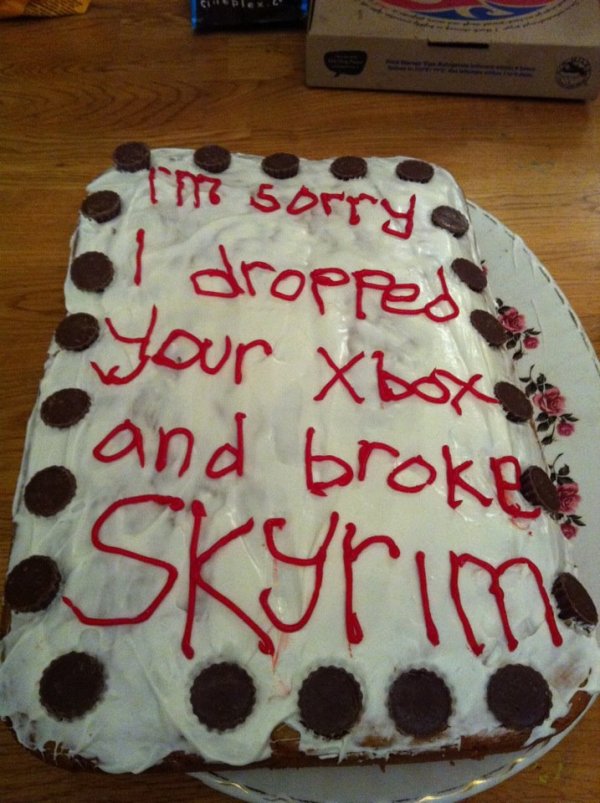 a very specific apology cake