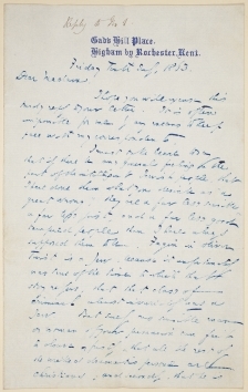 Letter from Dickens to Eliza Davis, University College London Library