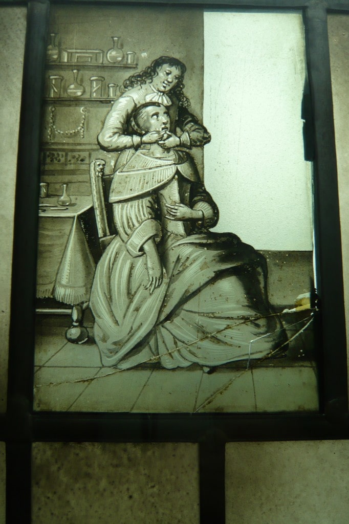 Photo by Jane023 of a stained glass window in the Frans Hals Museum. Creative Commons Attribution-Share Alike 3.0 Netherlands license.