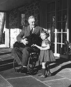 "Roosevelt in a wheelchair" by Margaret Suckley - Franklin Delano Roosevelt Library, Library ID 73113:61 http://docs.fdrlibrary.marist.edu/images/photodb/fdr300.gif. Licensed under Public domain via Wikimedia Commons - http://commons.wikimedia.org/wiki/File:Roosevelt_in_a_wheelchair.jpg#mediaviewer/File:Roosevelt_in_a_wheelchair.jpg