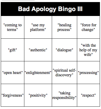 Bad Apology Bingo III