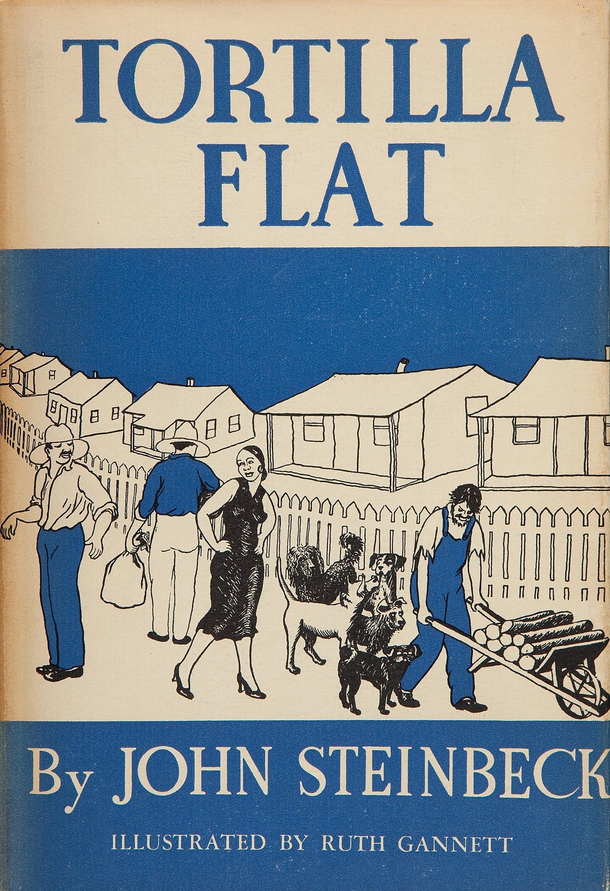 cover of first edition of Tortilla Flat, illustrated by Ruth Gannett